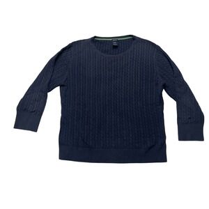 VTG GAP Mens Cable Knit Sweater Blue Long Sleeve Crewneck Casual Classic Large